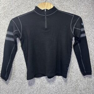 Kuhl Pullover Mens Medium Black Merino Wool 1/4 Zip Long Sleeve Base‎ Layer